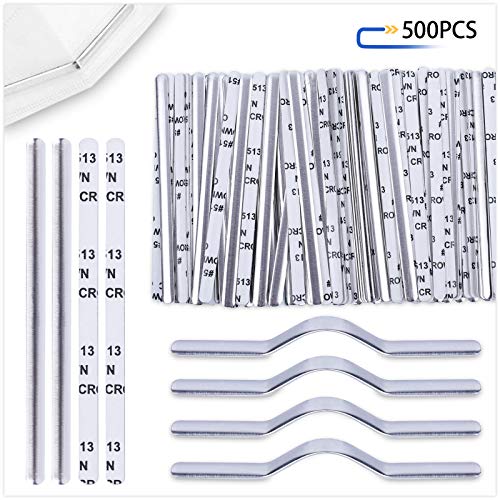 500PCS Nose Bridge Strip for Mask Handmade, Aluminum Metal Nose Shed Protector Strips Nose Piece for Mask, Self Adhesive Nose Bridge Clips for Face Mask DIY Making Supplies Crafts Sewing