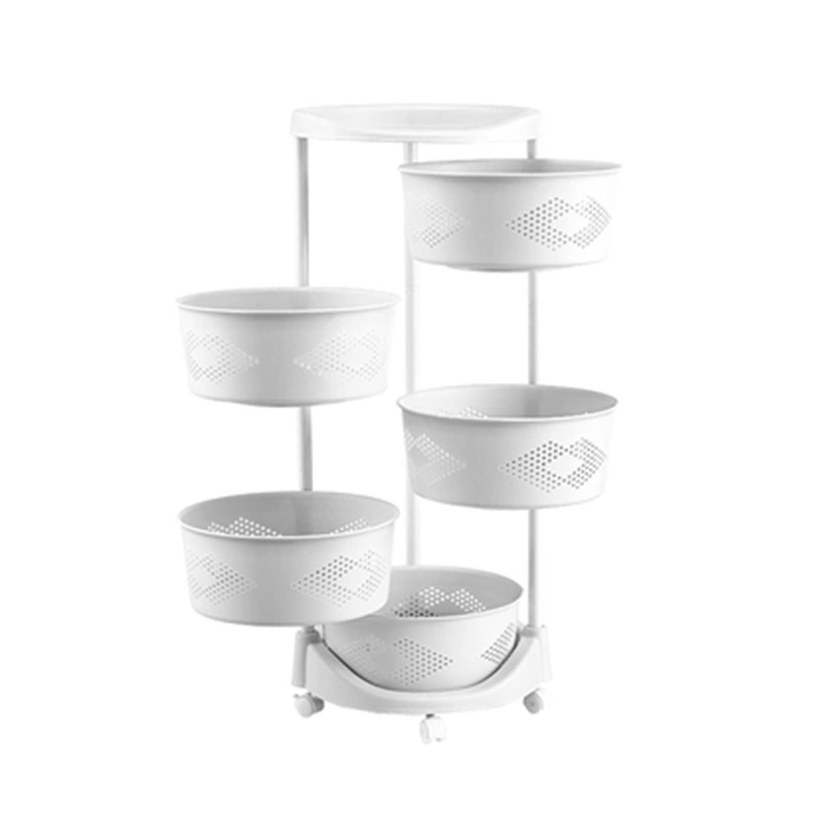 Serving Trolley Carrello Cucina Carrello Rotante Rotondo Con Ruote In Plastica Portaoggetti Da Cucina Per Frutta E Verdura Dipensa o Bar(5 Tier)