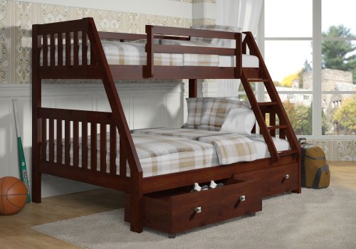 DONCO Bunk Bed Twin Over Full Mission Style-Dark Cappuccino Finish-Includes Drawers!!!