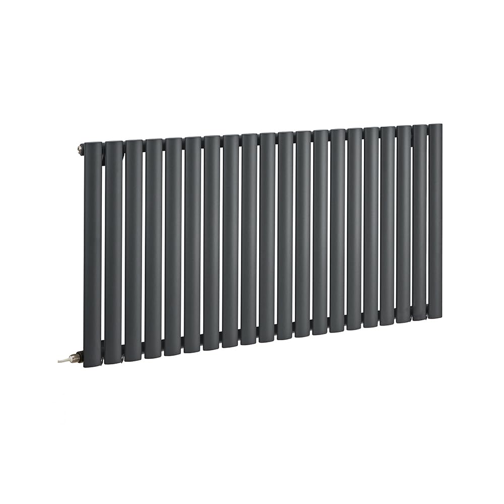 Milano Anthracite Aruba 1200W Horizontal Single Oval Panel Electric Radiator - 635Mm X 1180Mm