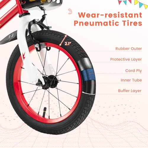 Image of BABY JOY Kids Bike, 12 14 16 18 Inch Boys Girls Bike for 3-8 Years w /Training Wheels, 20 Inch Children Bicycle for 8+ Teens w /Kickstand, Handbrake, Coaster Brake & Removable Basket, Sporty Bicycle