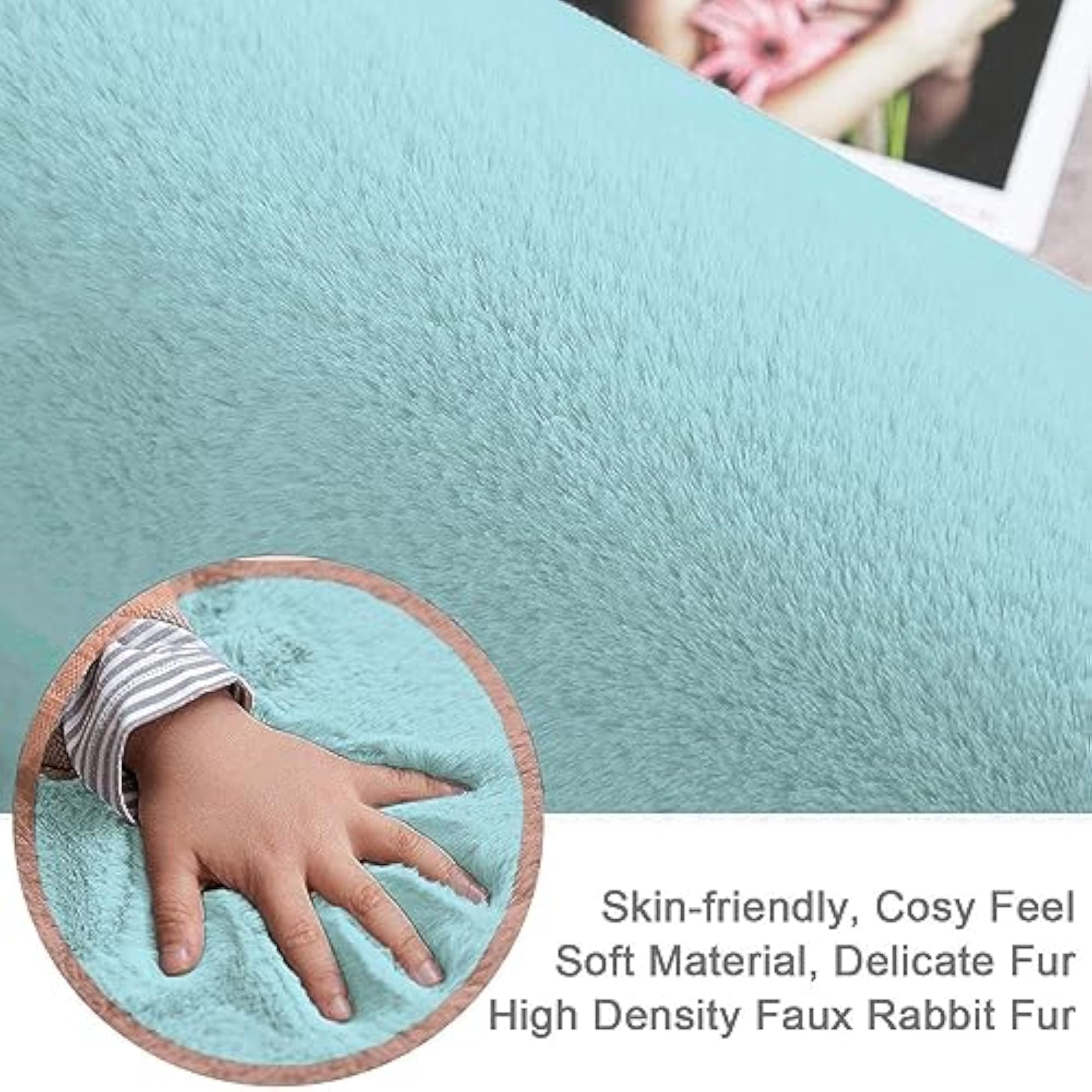 Rabbit Fur Solid Bath Mat, Super Soft Anti-Slip Bathroom Rug