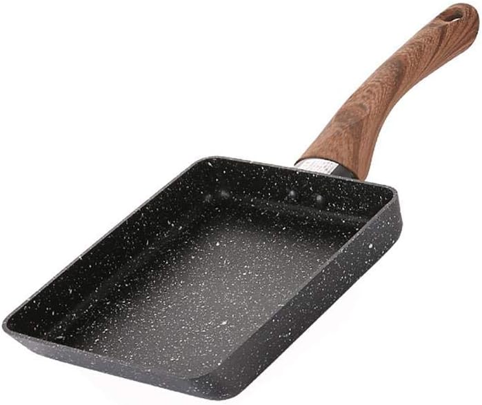 Tamagoyaki Frying Pan Egg Omelette Pot, Breakfast Pot,Coating Saucepan Non-Stick Square Metal Fried Steak Cookware with Handle for Gas Induction-Black