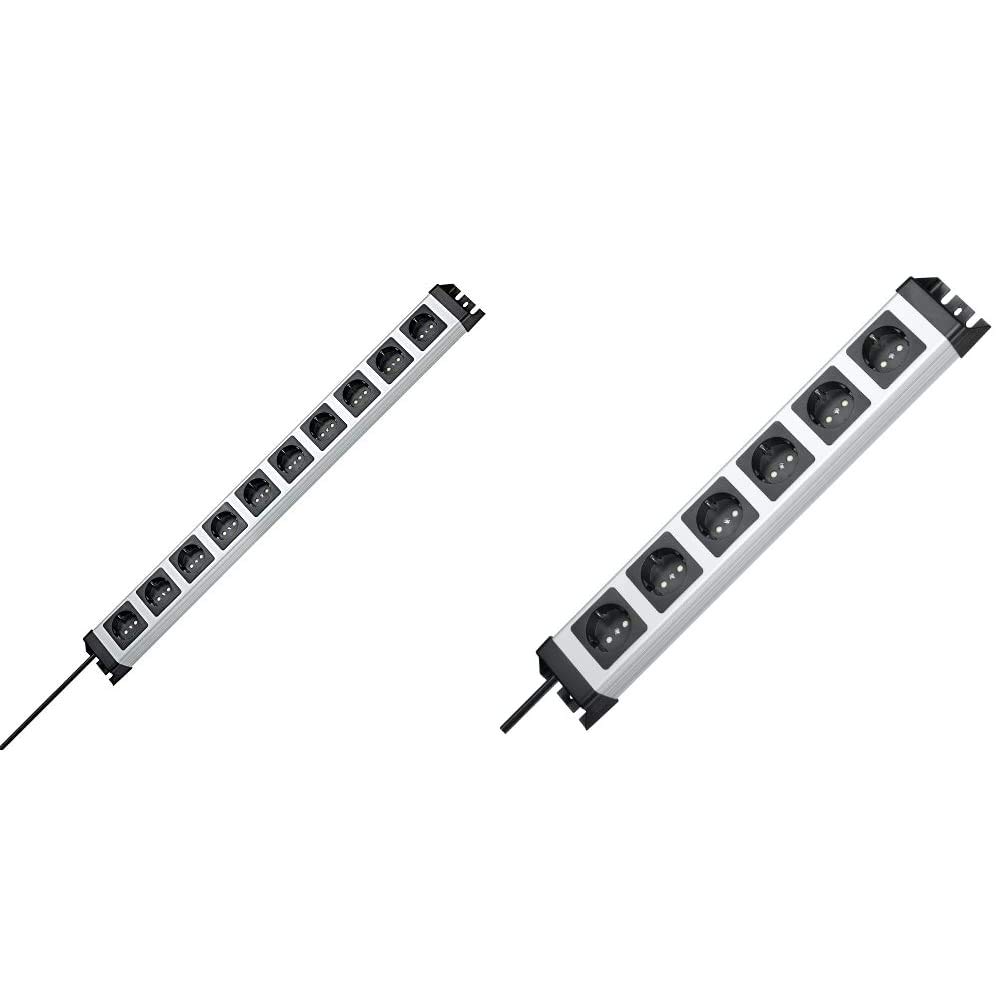 Kopp POWERversal® 10-Fach Steckdosenleiste, Silber, 227120011 & 226720018 Powerversal Steckdosenleiste, 6-Fach, IP 20
