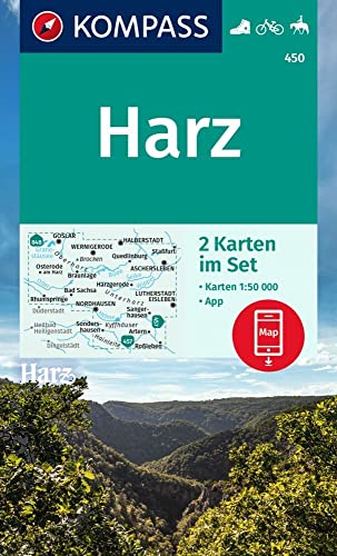 Produktfoto von KOMPASS Wanderkarten-Set 450 Harz (2 Karten) 1:50.000: inklusive Karte zur offline Verwendung in der KOMPASS-App.&hellip;