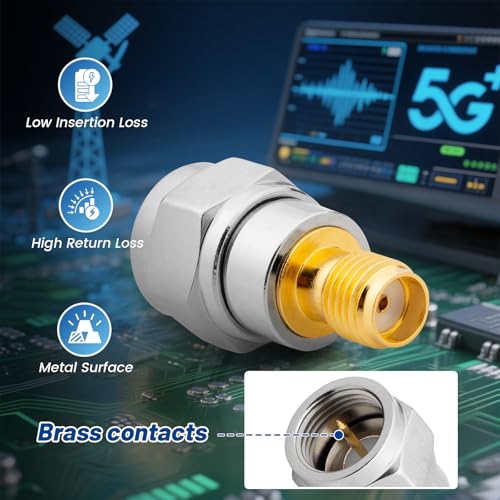 Image of Anina 8 Pcs F Type to SMA Male Female Coax Connector Gold Plated Brass RF Coaxial Adapters for WiFi, CB /Amateur /Ham Radio Antenna, Walkie Talkie
