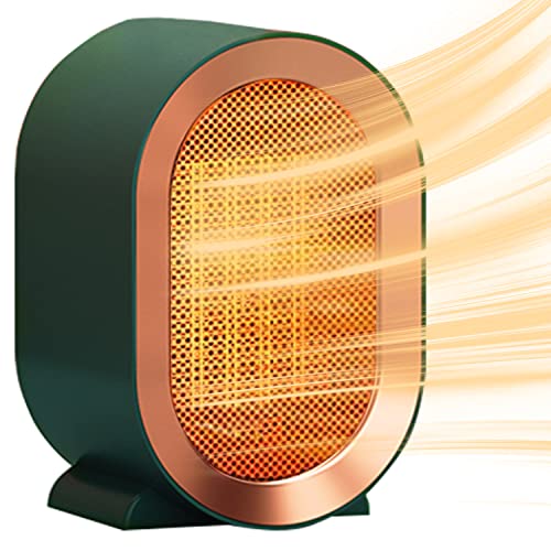 Chauffage Electrique, 1200W Chauffe-ventilateur en céramique compact et portable avec 2 réglages de chaleur et protection contre la surchauffe (Green)