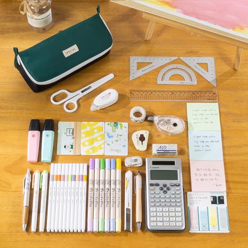 Image of iSuperb Pencil Case Large Capacity Pencil Pouch Bilateral Pen Bag Travel Bag Make Up Organizer with Zipper (Green)