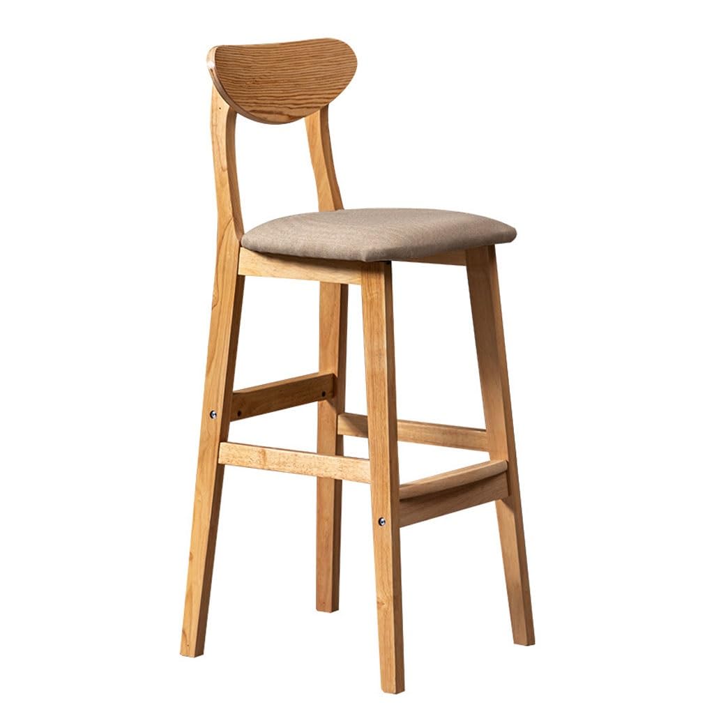 Eines A Home Bar Furniture Solid Wood Bar Chair Modern Simple Backrest Chair Bar Chair Milk Te Store Front Bar Stool High Stools Counter Barstool(A)