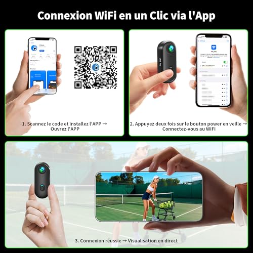 NNYYMH Mini Caméra Sport 4K, Mini Caméra d'action WiFi, Camera Vlog Portable, Caméscope POV pourc Sports Extérieurs, 360° Bodycam, Caméra Casque pour Vélo, Accessoires Multifonctionnels – Image 3