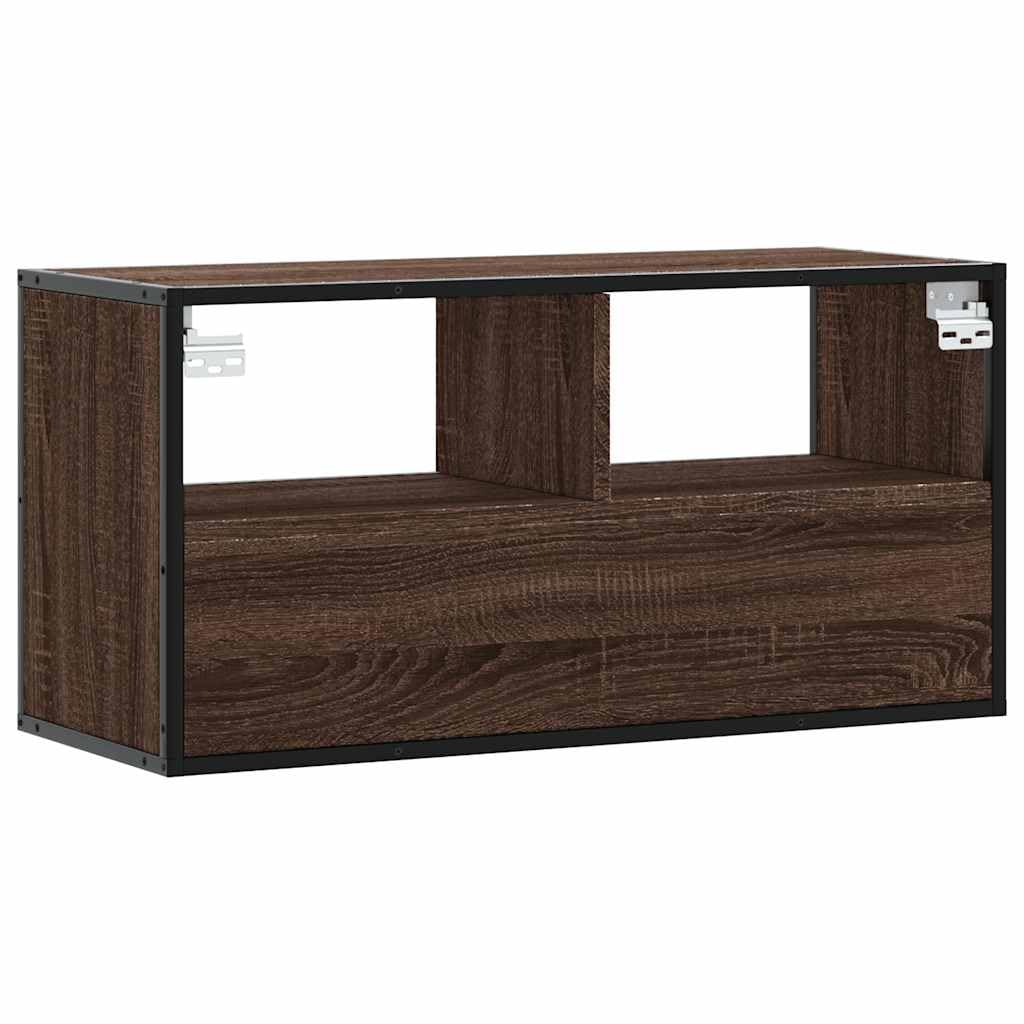 TV-Schrank Braun Eiche 80x31x39,5 cm, Holzwerkstoff und Metall, Modernes Design für Wohnzimmer, Schlafzimmer, Robustes Media Center