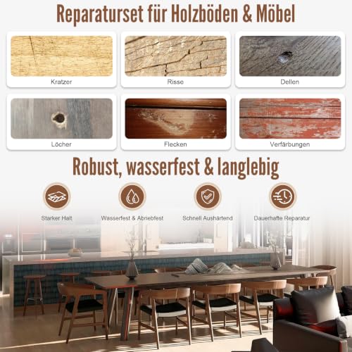 Laminat Reparaturset, 11 Farben Holz Vinyl Möbel Parkett Reparaturset Hartwachs Reparatur set Ausbesserungsmarker Abdeckung von Kratzern… – Ansicht 6