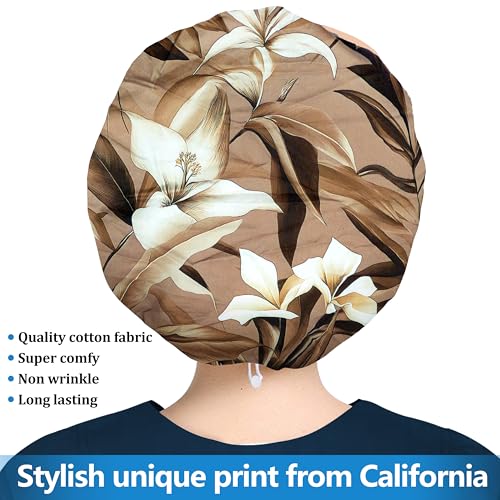 Image of ABAMERICA Bouffant Caps with Button and Sweatband, Adjustable Scrub Caps for Women Men, One Size Multi Color