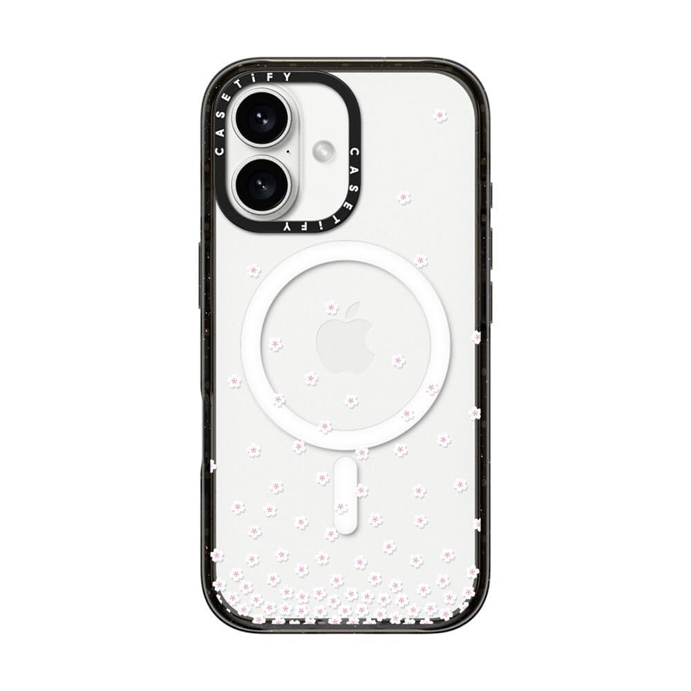 CASETiFY インパクト MagSafe対応 iPhone 16 ケース [スリム / 2.5mの落下試験をクリア (MIL規格4倍相当) / ワイヤレス充電およびMagsafe対応] - Sakura Rain - クリア ブラック