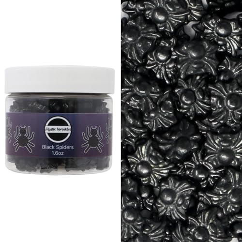 Mystic Sprinkles Halloween Candy Shape Sprinkles (Black Spiders, 2Oz Jars)