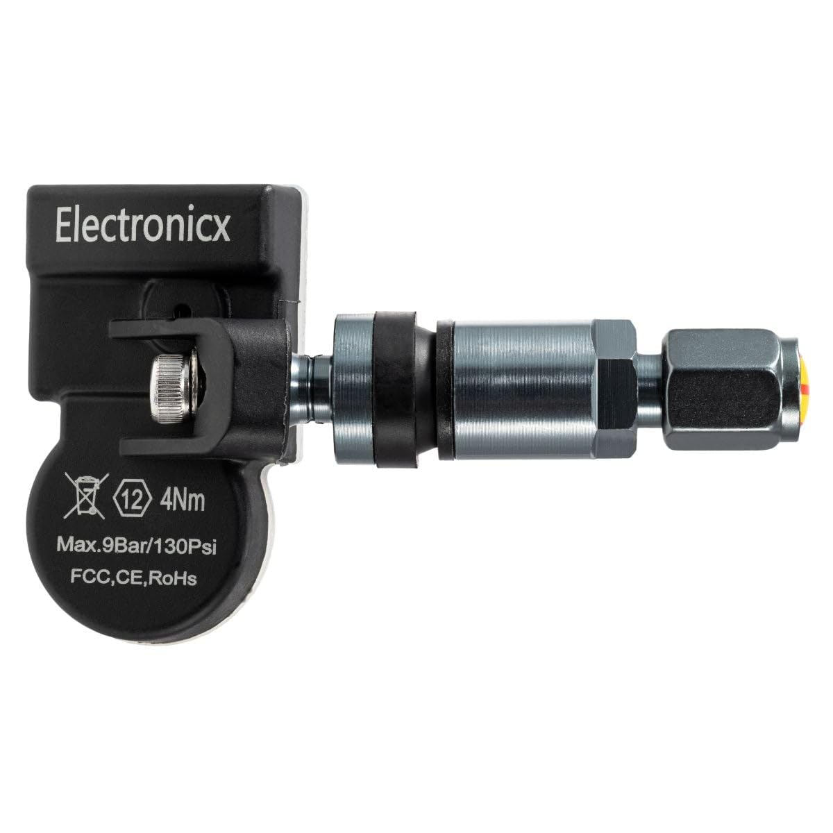 Electronicx Lot de 4 capteurs TPMS en métal Gunmetal compatibles avec Chevrolet Onix 2021-2026 Capteur de pression des pneus TPMS