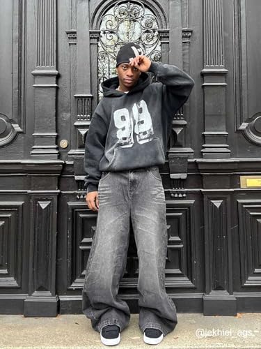 Aelfric Eden Mens Hoodies Graffiti Number 99 Print Hoodie Unisex Y2k Streetwear Oversized Hooded Pullover Pocket Sweatshirt4