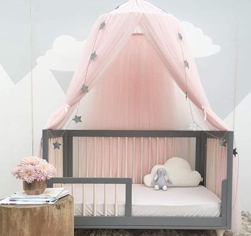 Modern Nursery Kids Bed Canopy - Baby Crib Bed Mosquito Net Reading Nook - Princess House Castle Bed Hanging Sheer Canopy 10 Layers (Pink) #TOP2