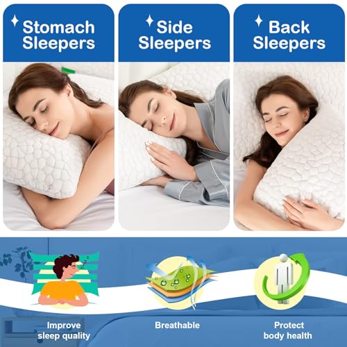 SUPA MODERN Cooling Bed Pillows for Sleeping 1 Pack Shredded Memory Foam Pillows Adjustable Cool Pillow