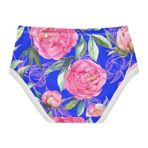 Pink Peony Flowers Leaves Blue Girls Underwear Toddler 2t Cotton Little Girl Panties Fancy Briefs Underpants2