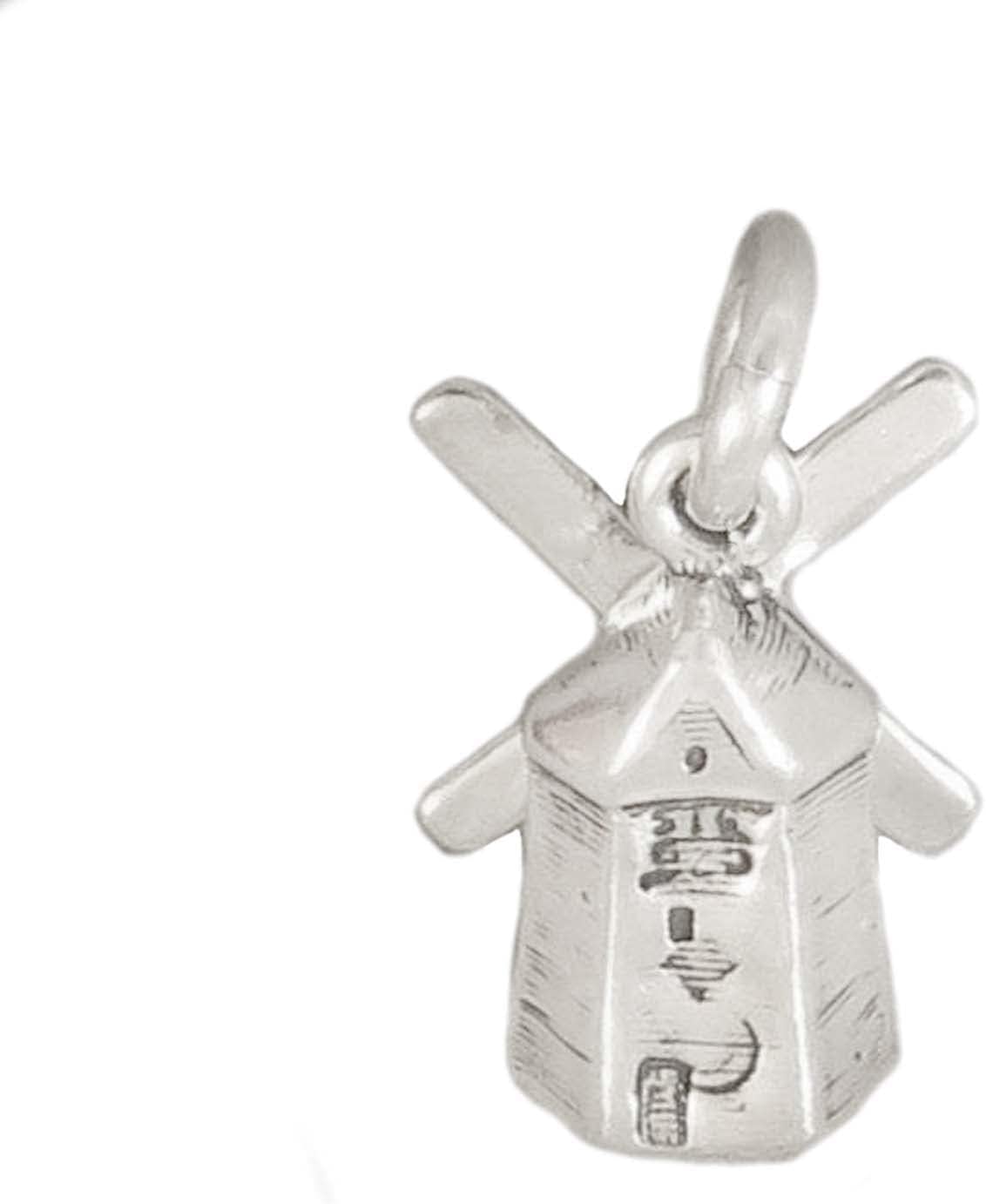 Dutch Windmill 3D 925 Sterling Silver Charm Pendant Bracelet Jewelry Making Supply
