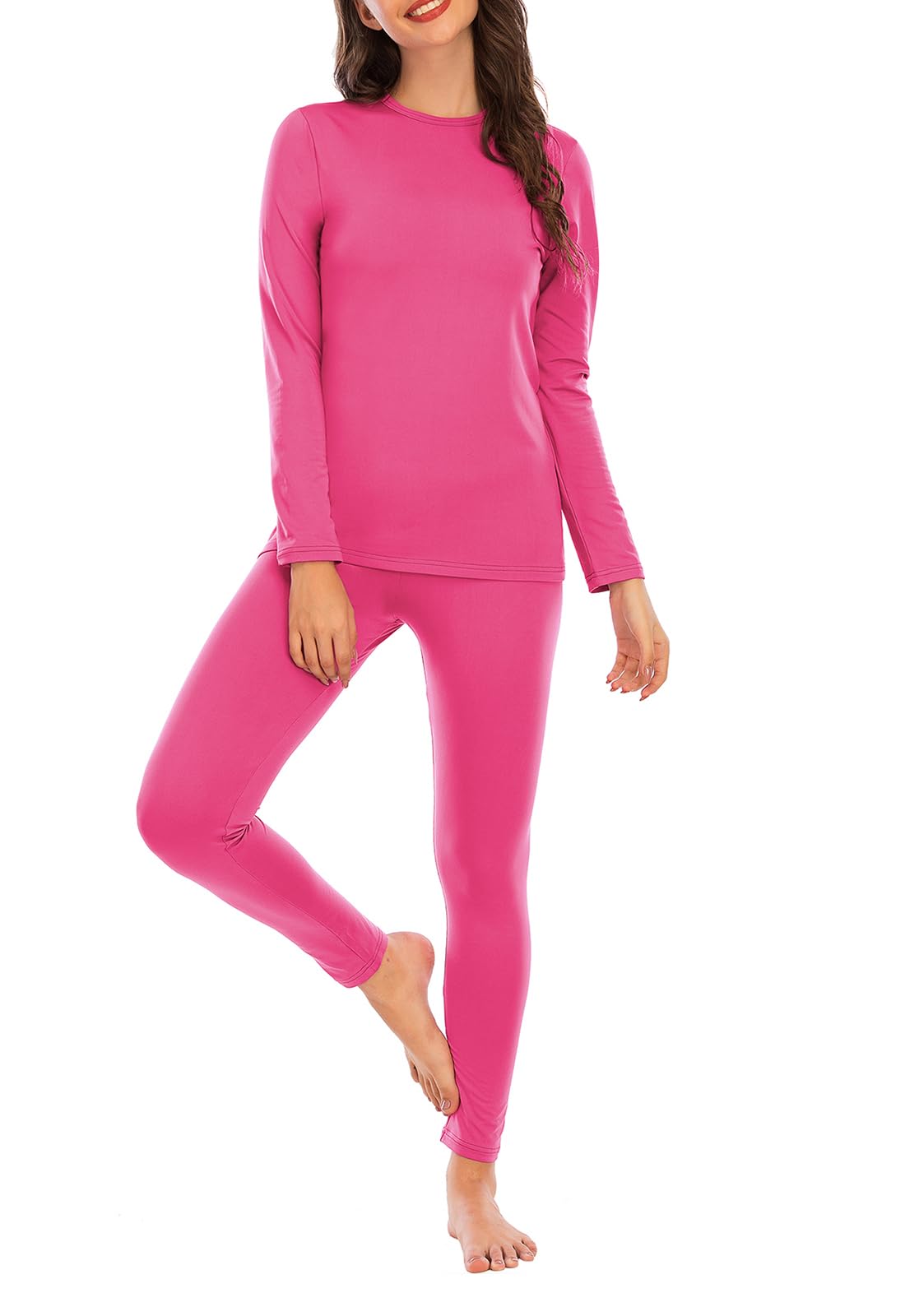 American Trends Conjunto de ropa interior térmica para mujer, pantalones largos para capa base con forro polar para ropa de descanso cálida para invierno