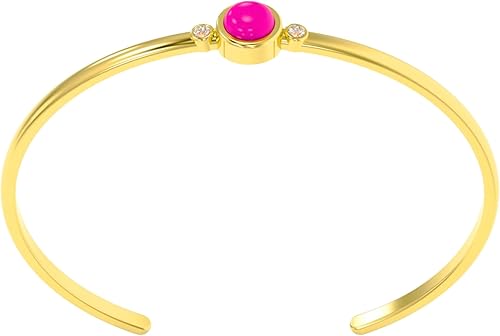 ABSHEL Pink Fuchsia Chalcedony Bracelet for Women – 925 Sterling Silver 18K Gold