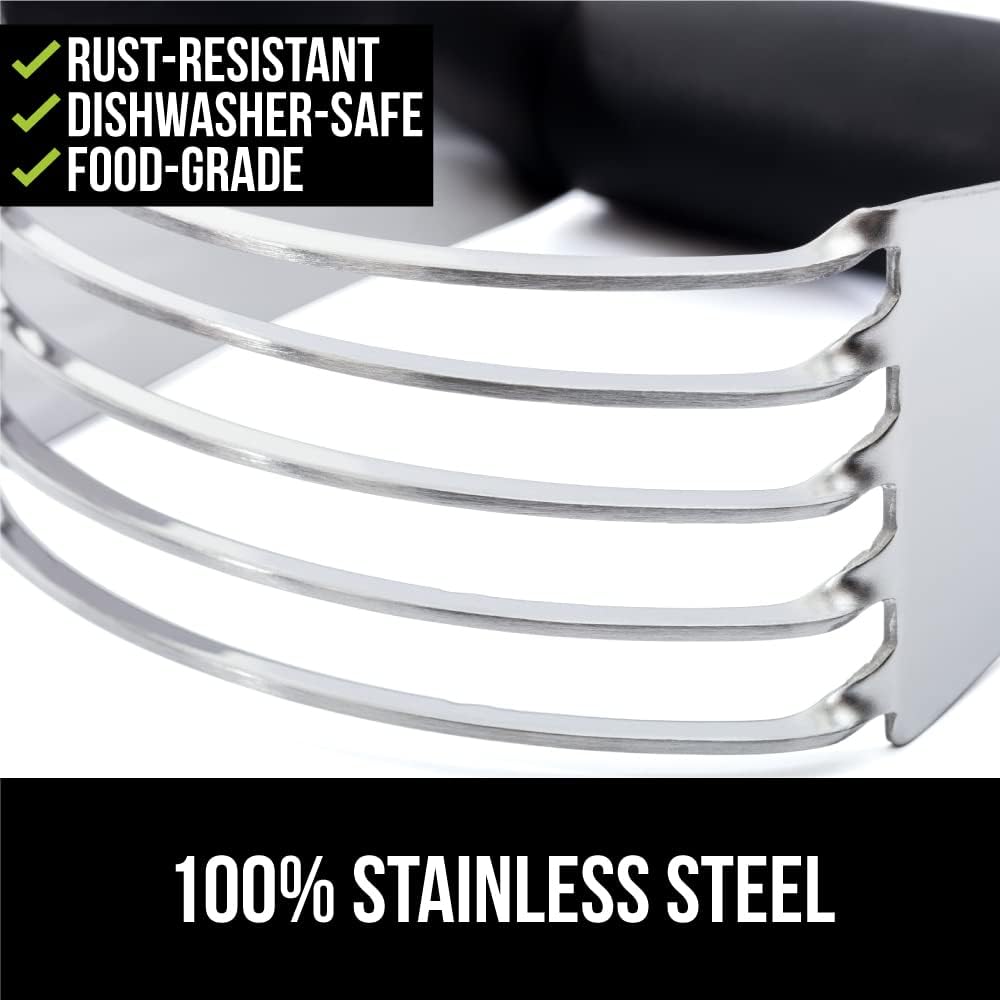 Gorilla Grip Pastry Dough Blender and Butter Cutter, Thick Sharp Stainless Steel Blades for Easy Mixing, Comfortable Grip, Heavy Duty Kitchen Baking Tool, Kneading Doughs, Washer Safe, Large, Black