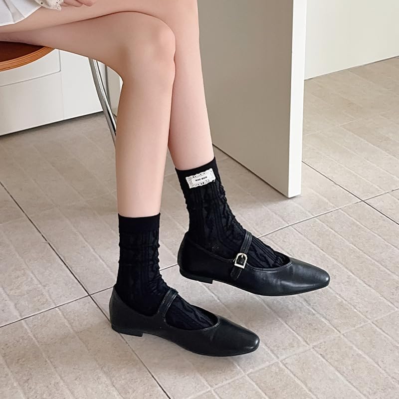 3 Pairs Knit Socks for Women, Retro Pattern Comfort Cew Slipper Sock for Fall Winter