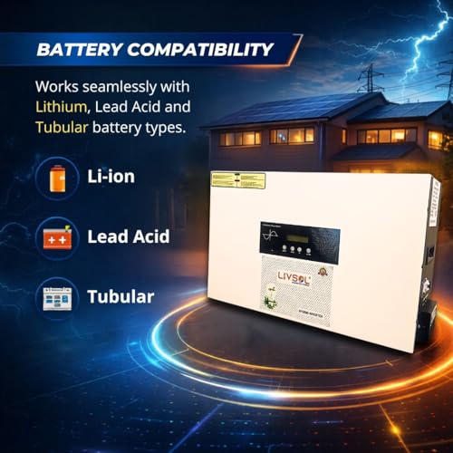 Image of Livsol 3KVA 24V Wall Mountable MPPT Solar Inverter | Hybrid Pure Sine Wave Inverter | High-Efficiency MPPT Charging | Supports Lithium, Lead Acid & Tubular Batteries | Ideal for Small Offices & Homes