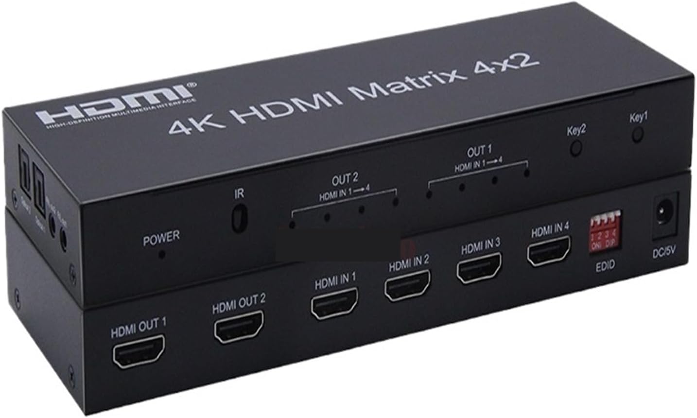 4K 30Hz HDMI Matrix 4X2 Matrix HDMI 4X2 Adapter with Audio 4 in 2 Out HDMI Splitter Switcher Switch for HDCP2.2 Computer Monitor(AU Plug)