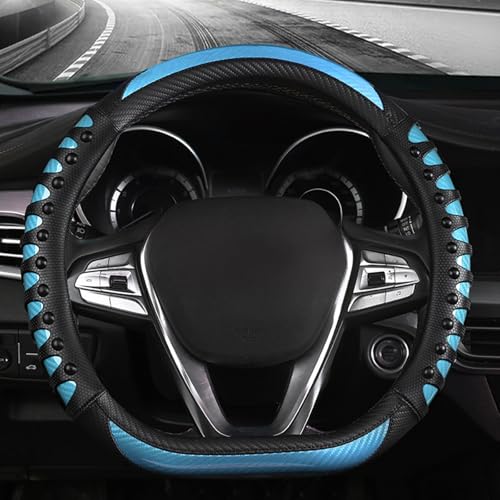車用 ハンドルカバー に適合する 新型 日産ノートオーラ FE13 / ノートE13 E12 / ムラーノ ステアリングカバー 四季汎用 汚れ防止 滑り防止 取付簡単 通気性いい 手触りよし D型 円形 38cm 汎用(スカイブルー,D型)