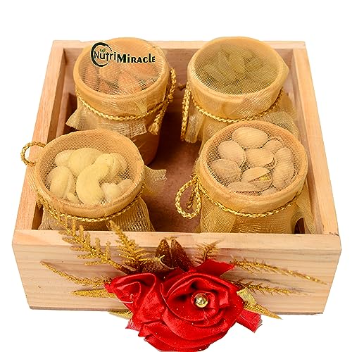 Image of NUTRI MIRACLE Diwali Eco Friendly Edible Cups Dry Fruits Hamper | Corporate Office Chocolate Nuts Gift
