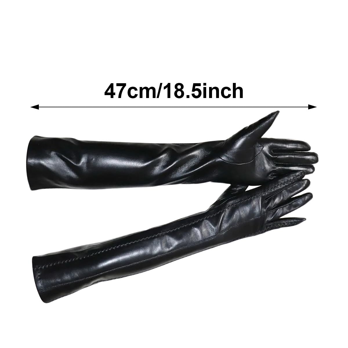Gants chauds et épais, gants d'hiver en cuir pour femme, 47 cm, pour activités de plein air