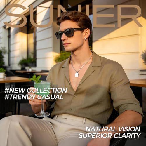 Image of Sunier Polarized Sunglasses for Men and Women, Retro Square Matte Finish UV400 Protection Shades for Driving, Fishing