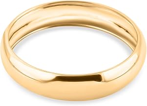 TJC Royal Bali 9ct Gold Wedding Enagagement Band Rings for Women & Men, 6mm | Ladies & Mens 9K Yellow Solid Gold Plain Unisex Court Band Stackable Ring, Glossy Finish Anniversary Bridal Jewellery Gift