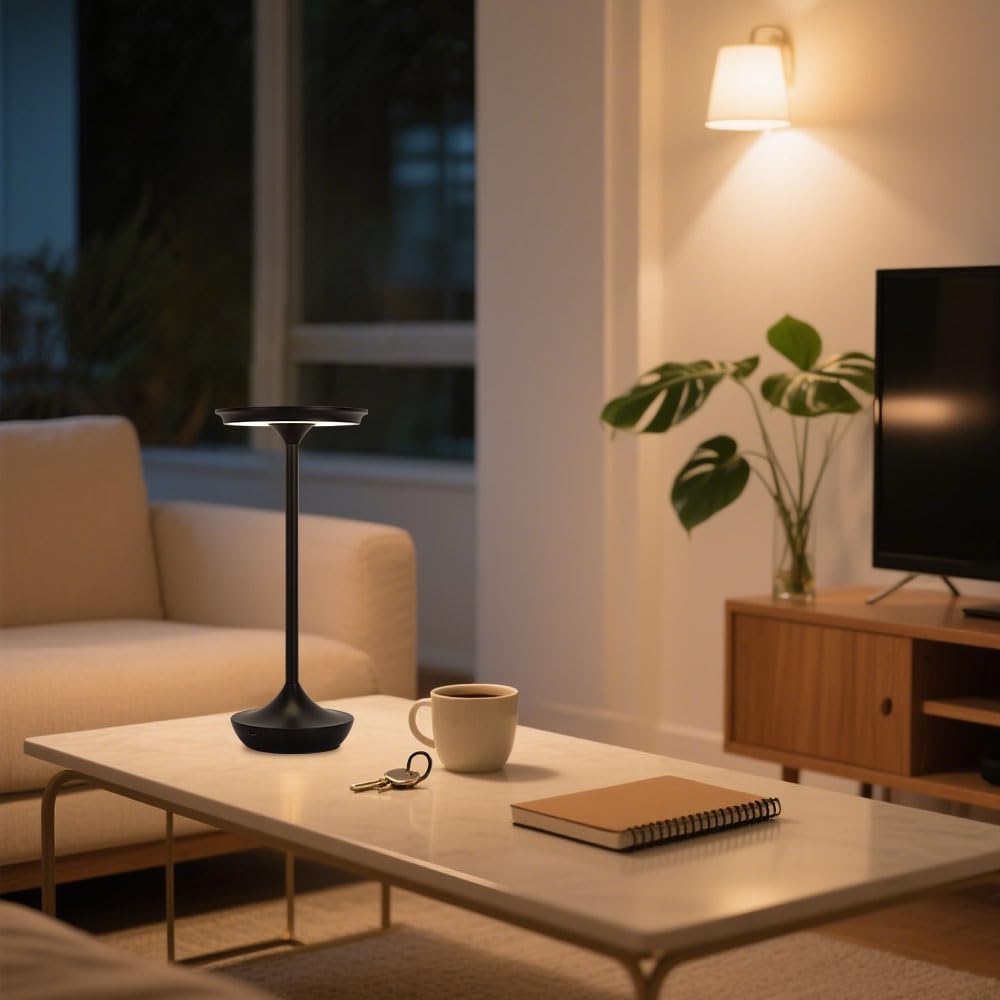 EJQ Kabellose Tischlampe, wiederaufladbar, 6000 mAh batteriebetriebene LED-Tischleuchten für den Außenbereich, tragbar, Touch, dimmbar, Tischlampe für Schlafzimmer, Terrasse, Kaffee, Restaurant