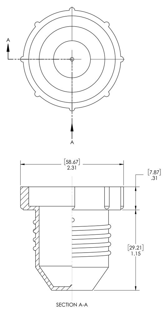 Caplugs 99392517 Plastic Threaded Plug for Flared JIC Fittings. PD-240, PE-HD, to Plug Thread Size 1-7/8-12