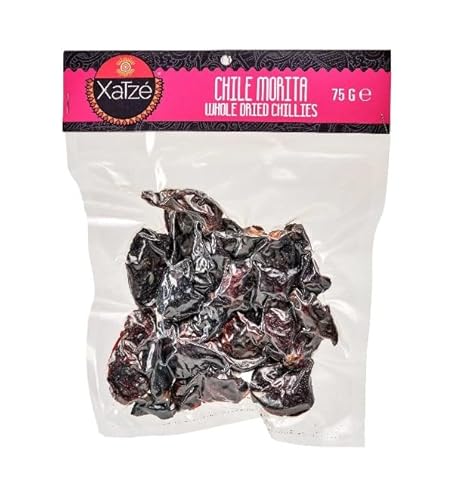 Chipotle Morita Chili getrocknet von Xatze – 75g – Rauchig & fruchtig-würzig – Geräucherte Jalapeños (2.500–8.000 Scoville) – Für Salsas, BBQ, Enchiladas & mehr