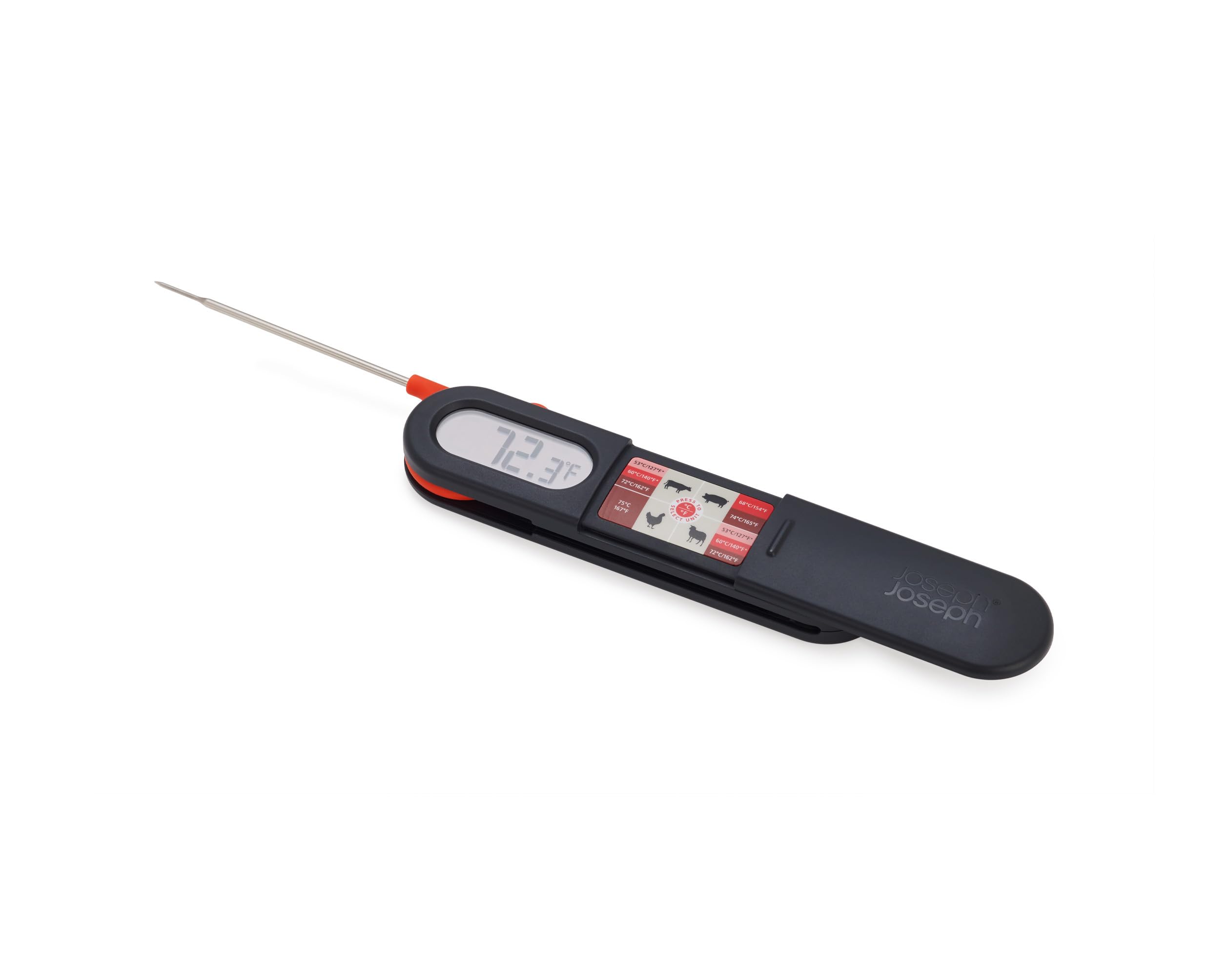 Joseph Joseph ThermaPoint Accurate Digital Food Thermometer, Stainless Steel Instant-Read Probe, Easy-Read Display, Battery Included