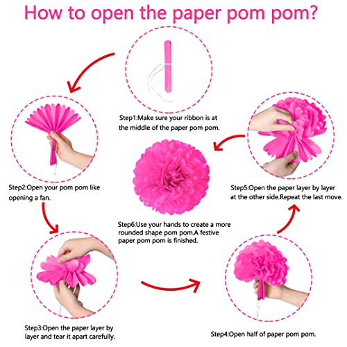 Image of Moon Boat 35PCS Party Decorations Paper Fan Hanging Set - Birthday,Bridal /Baby Shower,Bachelorette,Wedding Decor (Pink)