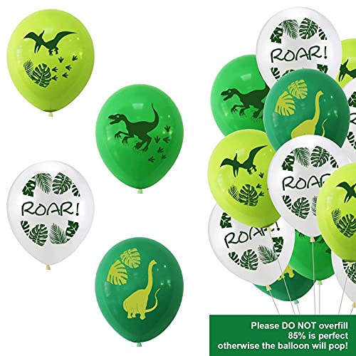 Dinosaurussen Latex Ballonnen, 12 Inch Witgroene Latex Ballonnen met Lint voor Baby Shower Dino Jungle Jurassic… - Image 5
