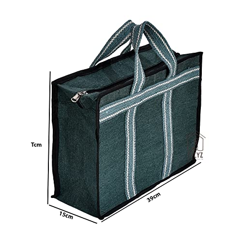 Image of Cash Bag with Zipper & Extra Compartment | Money Collection, Jewellery & Document Storage Bag | Secure Utility Organizer for Cash, Cheques, & Valuables | 16x5.5x12 Inches