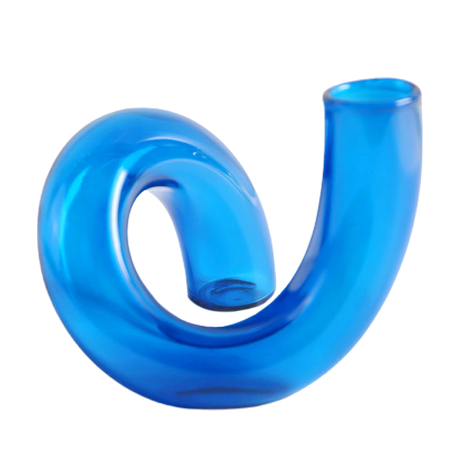 lulalula Clear Glass Twisted Vase, Whimsical Flower Vase, Spiral Glass Vase, Decorative Glass Flower Vase for Floral Arrangements, Weddings, Home Decor or Office (Blue)