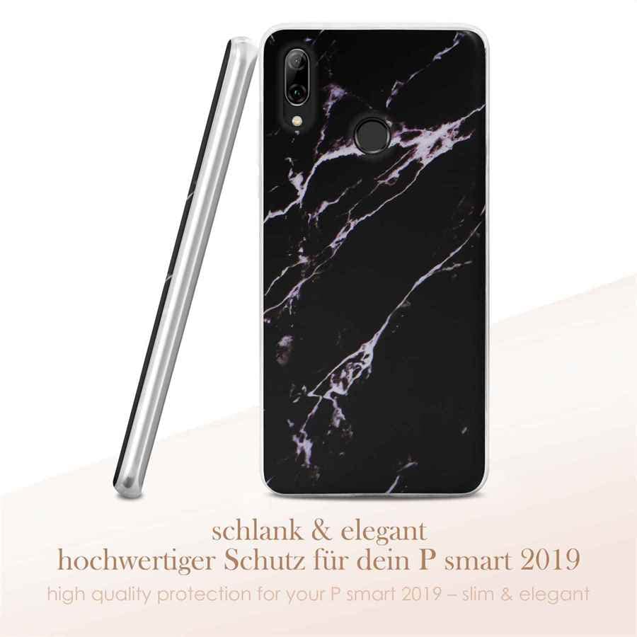 ONEFLOW Sense Case kompatibel mit Huawei P smart 2019 Hülle in Marmor Optik, Schutz für Kamera und Bildschirm, Glitzer Handyhülle aus Silikon - glänzend Gold