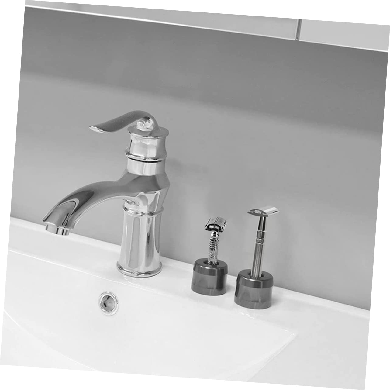 AUTSUPPL Men's Razor Stand Aluminum Alloy Bathroom Razor Holder Razor Brush Rack Sturdy Space-saving