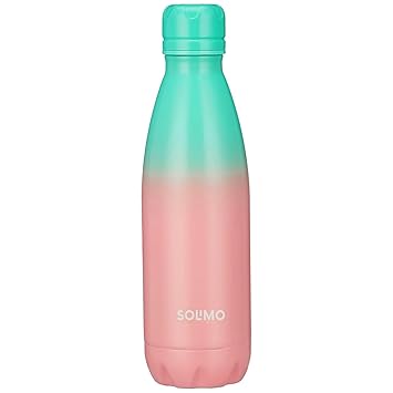 Amazon Brand - Solimo Stainless Steel Insulated Cola Dual Colour Bottle (500ml) | Superior Durability | 100% Food-Safe | Leak Proof | BPA-Free Cap (Green & Pink) - image, photos