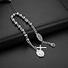 Flongo Women's and Men's Bracelet with Beads and Cross Pendant Stainless Steel Chain Religious Madonna Design Gold/Silver Fantasy Christmas Birthday Gifts, 19 cm, Steel, 19 cm, Stainless Steel #1