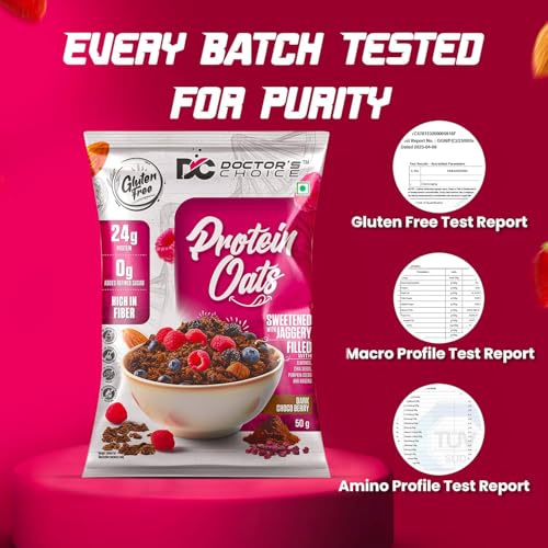 DC DOCTORS CHOICE Oats, High Protein Oats Flake, 24g Pure Protein Breakfast Cereals, Jaggery Sweetened, Rich in Fiber, No Additives and 0 Grams Sugar. (50 g)