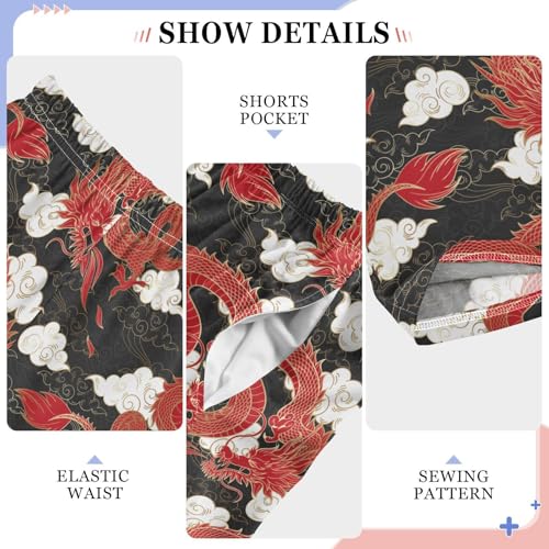 Fire Dragon and Cloud Boys Long Pants Soft Trousers Elastic Waist Kids Lounge Bottoms with Pockets S-XL4